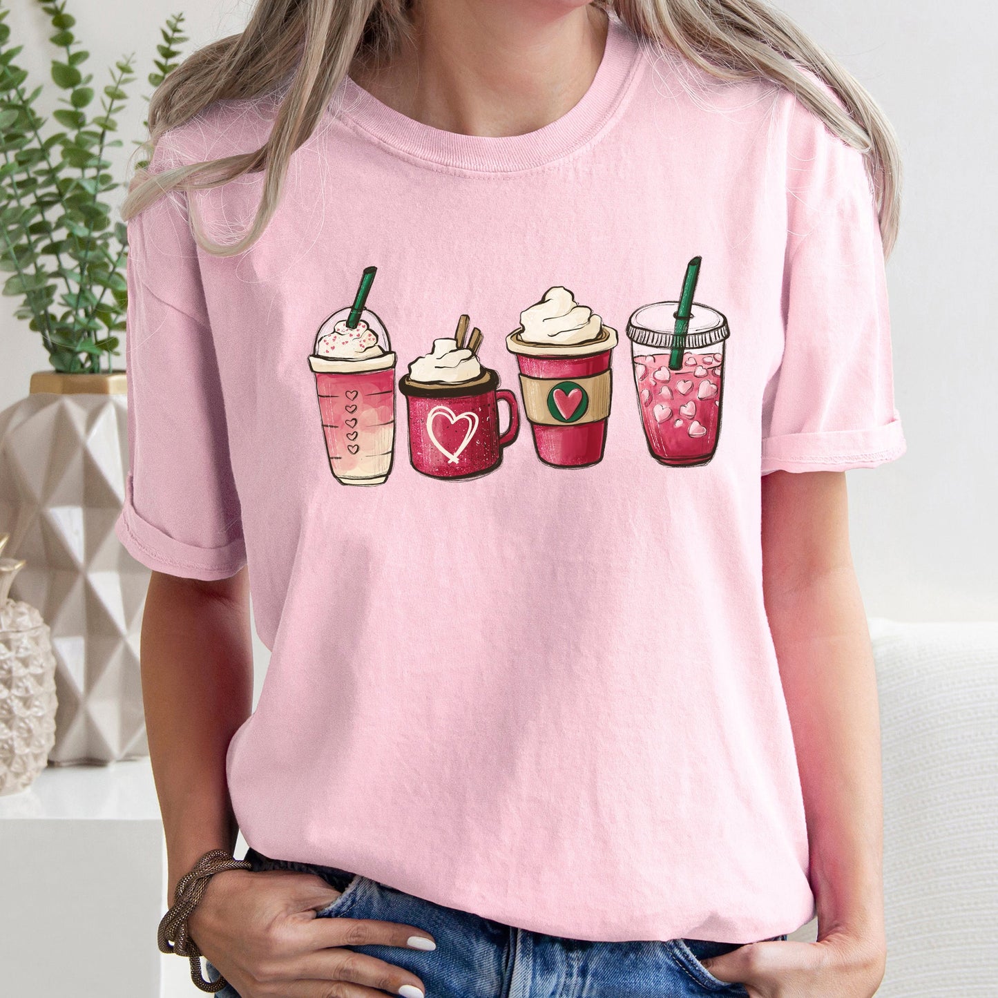Valentine's Coffee, Drinks, Comfort Colors Tshirt, Valentine's Day