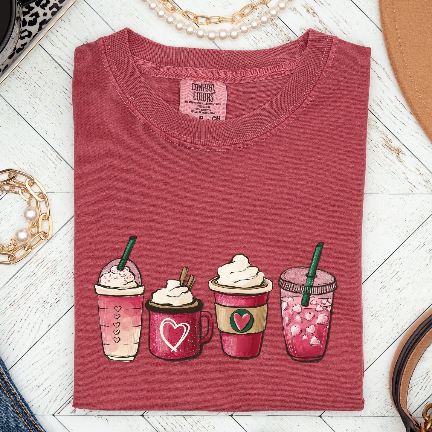 Valentine's Coffee, Drinks, Comfort Colors Tshirt, Valentine's Day