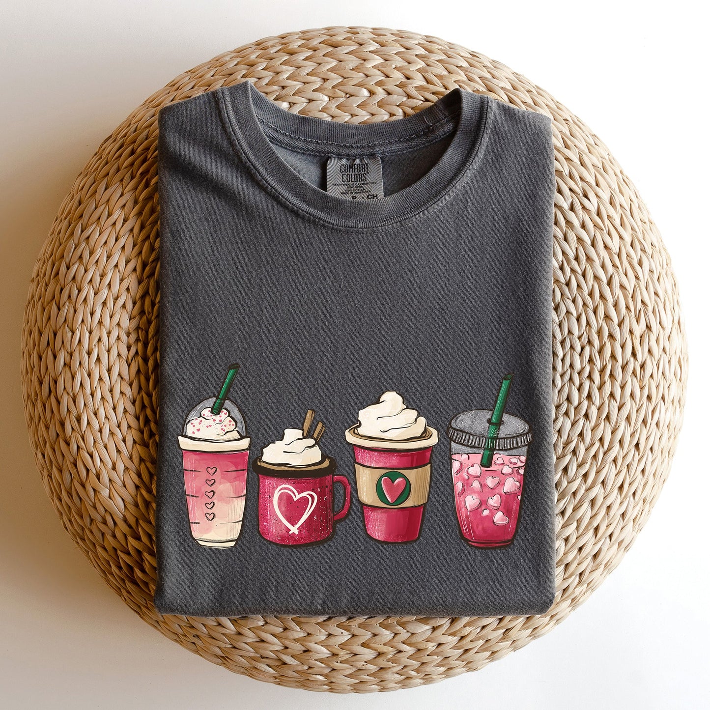 Valentine's Coffee, Drinks, Comfort Colors Tshirt, Valentine's Day