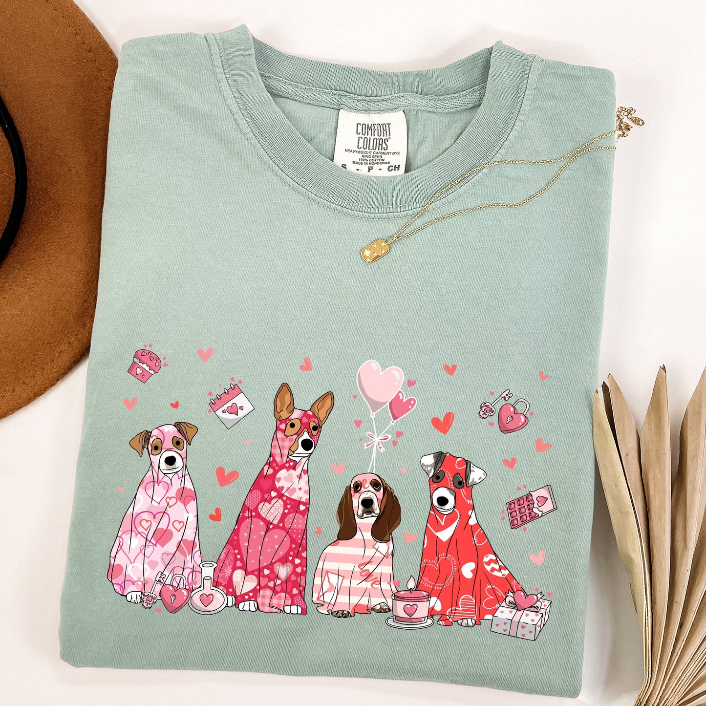 Valentine Ghost Dogs, Comfort Colors Tshirt, Valentine's Day