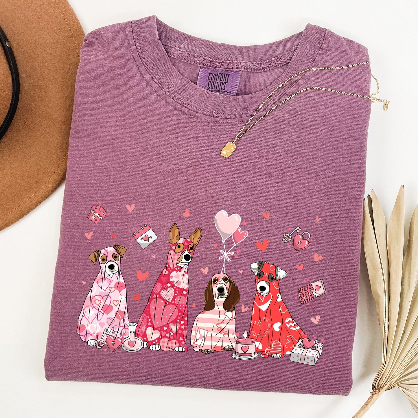 Valentine Ghost Dogs, Comfort Colors Tshirt, Valentine's Day