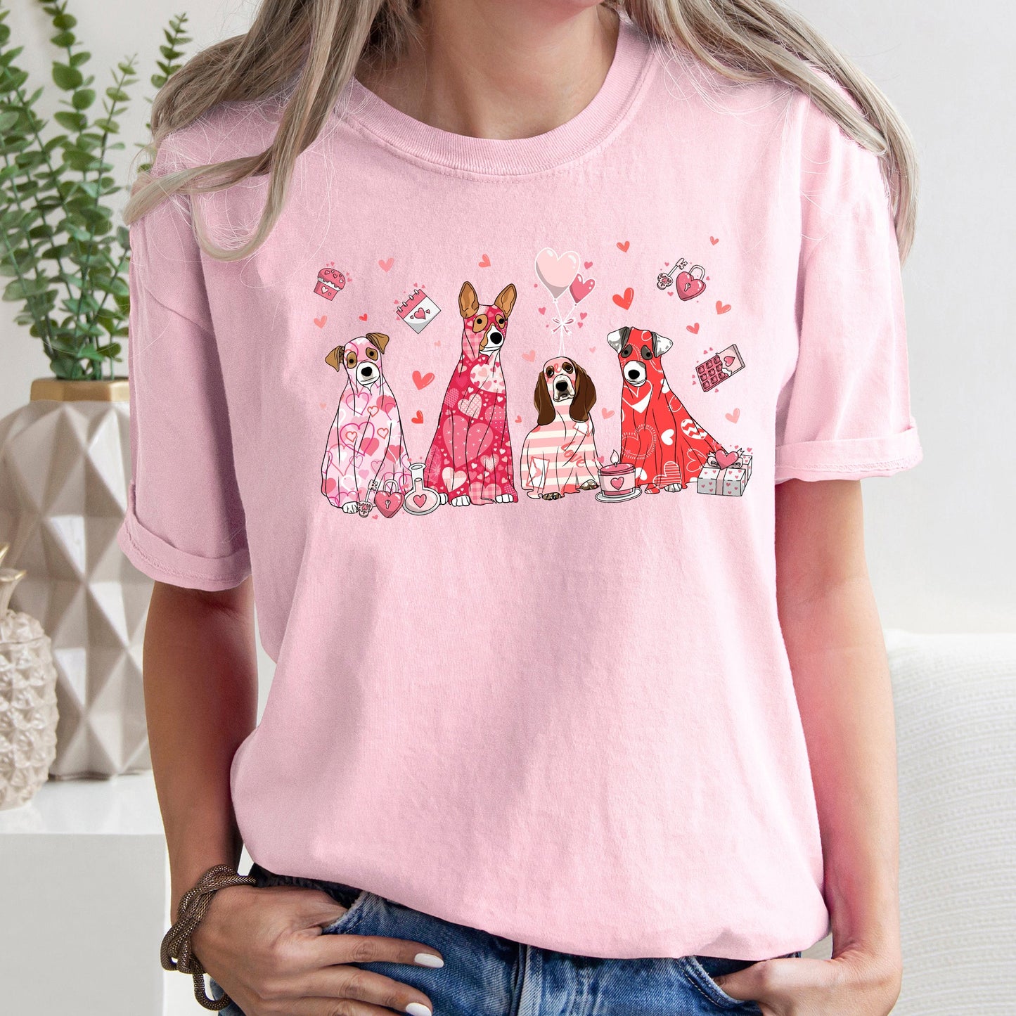 Valentine Ghost Dogs, Comfort Colors Tshirt, Valentine's Day