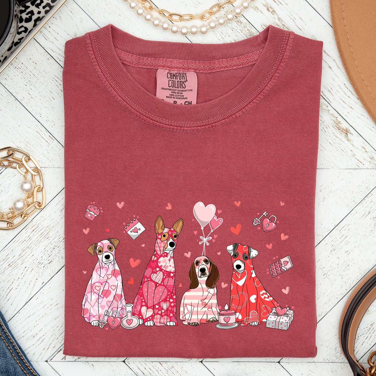 Valentine Ghost Dogs, Comfort Colors Tshirt, Valentine's Day