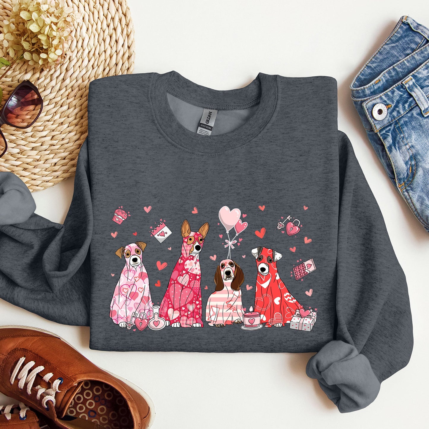 Valentine Ghost Dogs, Sweatshirt, Valentine's Day