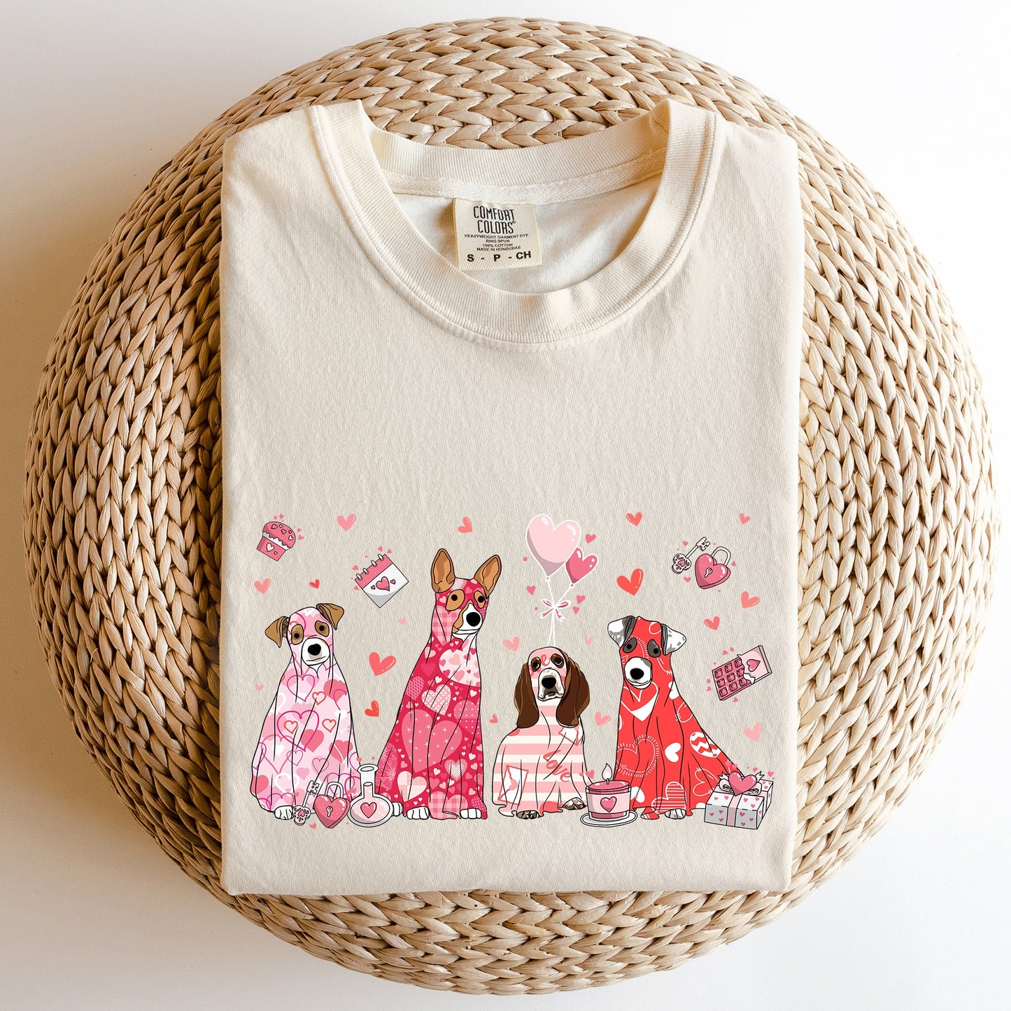 Valentine Ghost Dogs, Comfort Colors Tshirt, Valentine's Day
