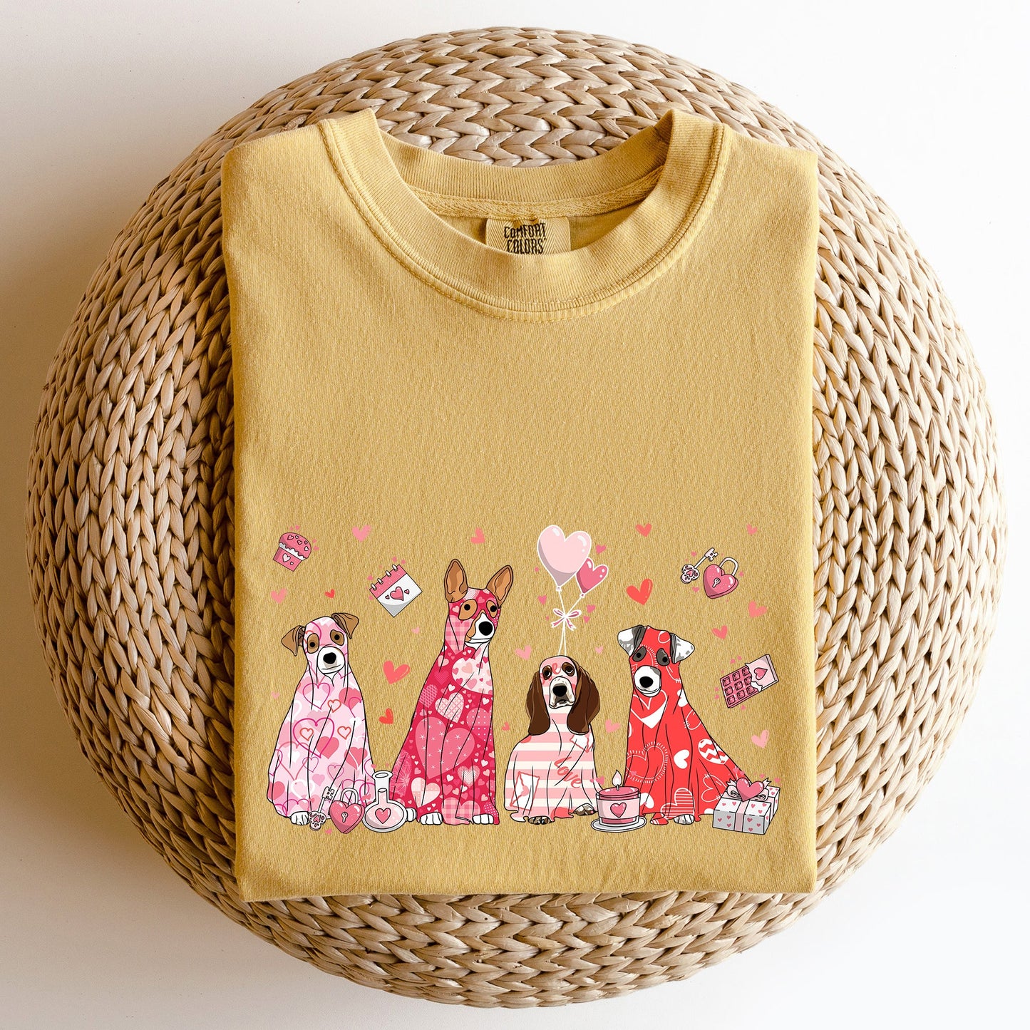 Valentine Ghost Dogs, Comfort Colors Tshirt, Valentine's Day