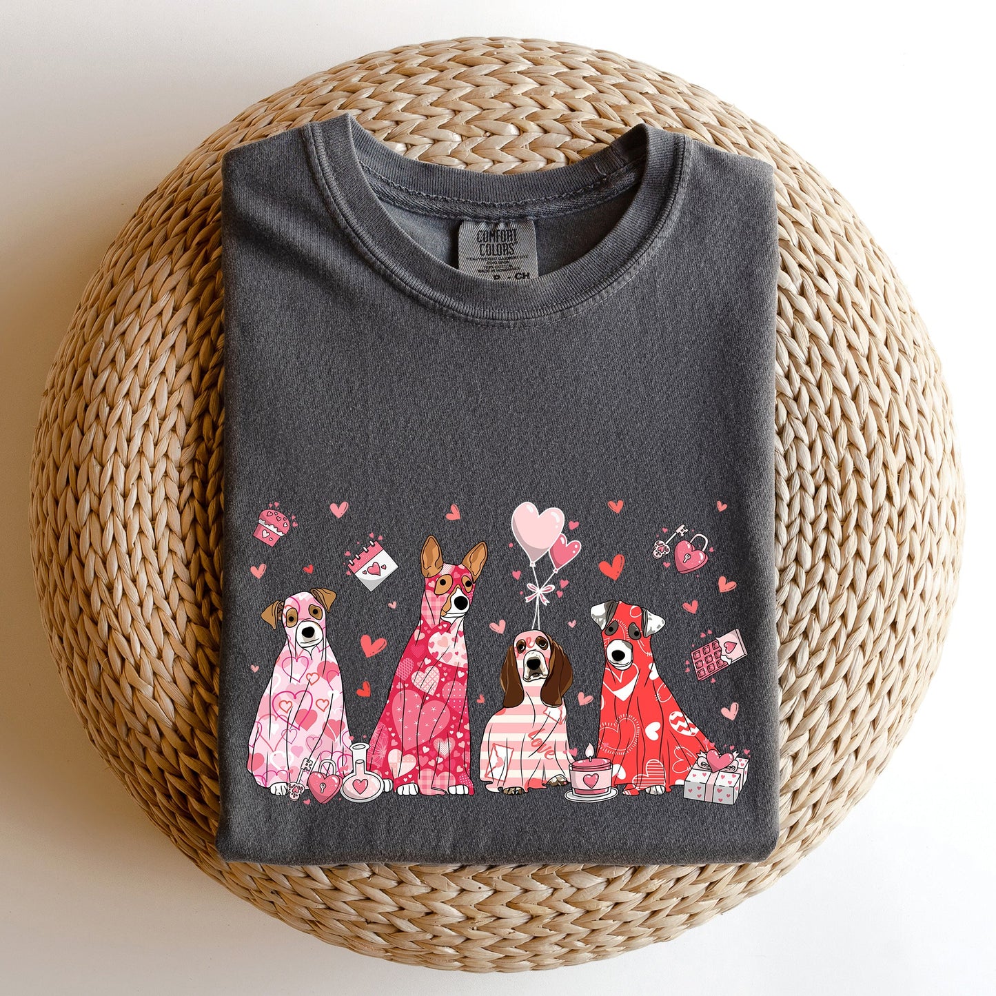 Valentine Ghost Dogs, Comfort Colors Tshirt, Valentine's Day