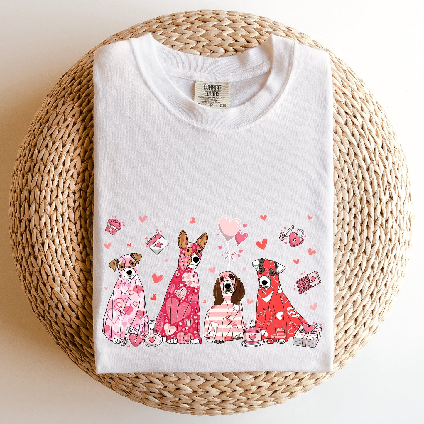 Valentine Ghost Dogs, Comfort Colors Tshirt, Valentine's Day