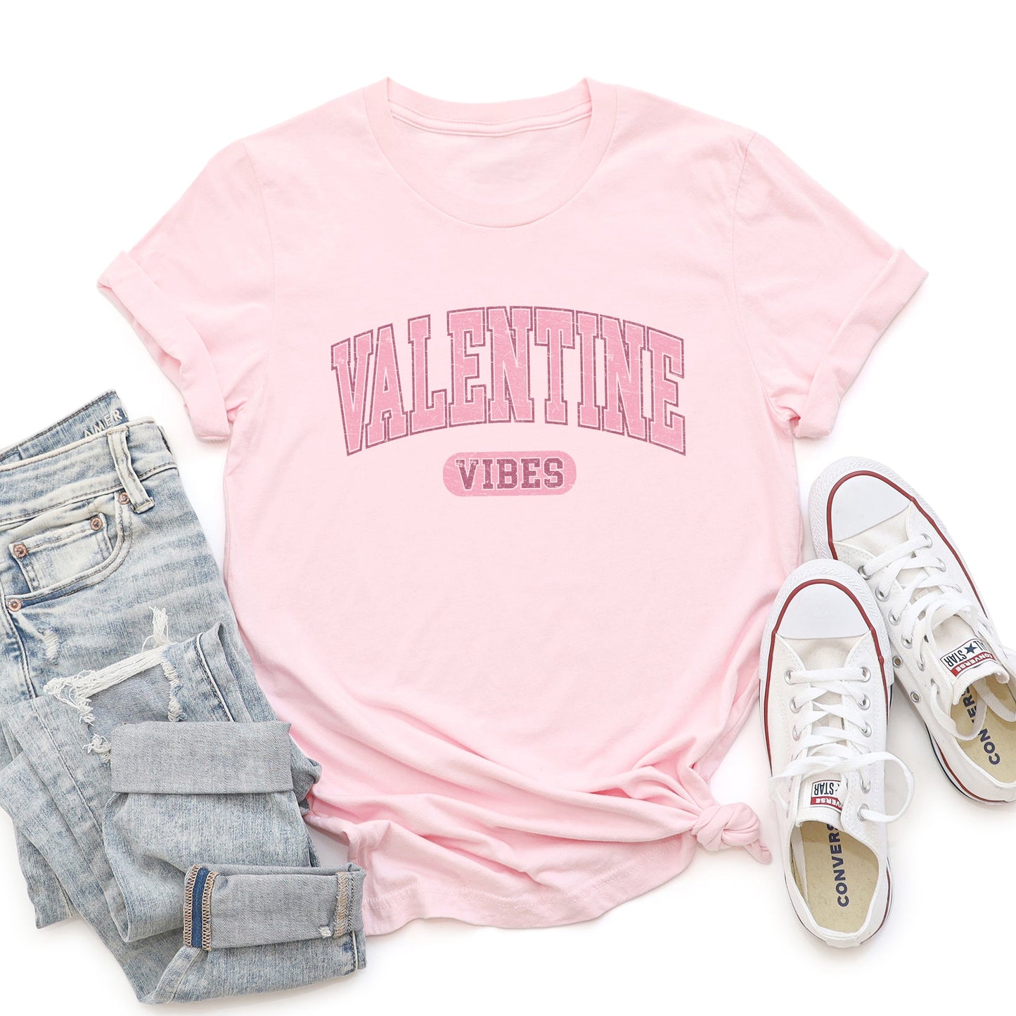 Valentine Vibes, Collegiate, College, University, Super Soft Tshirt, Valentine's Day