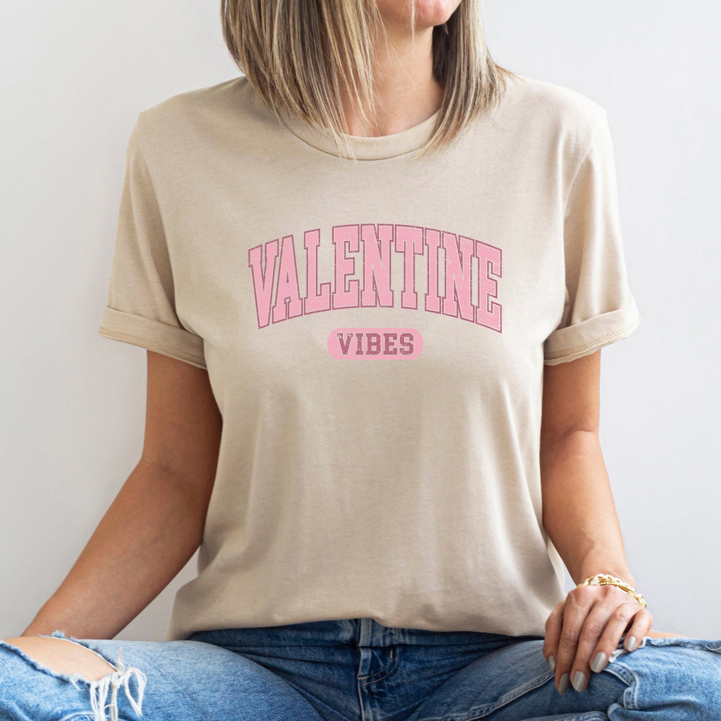 Valentine Vibes, Collegiate, College, University, Super Soft Tshirt, Valentine's Day