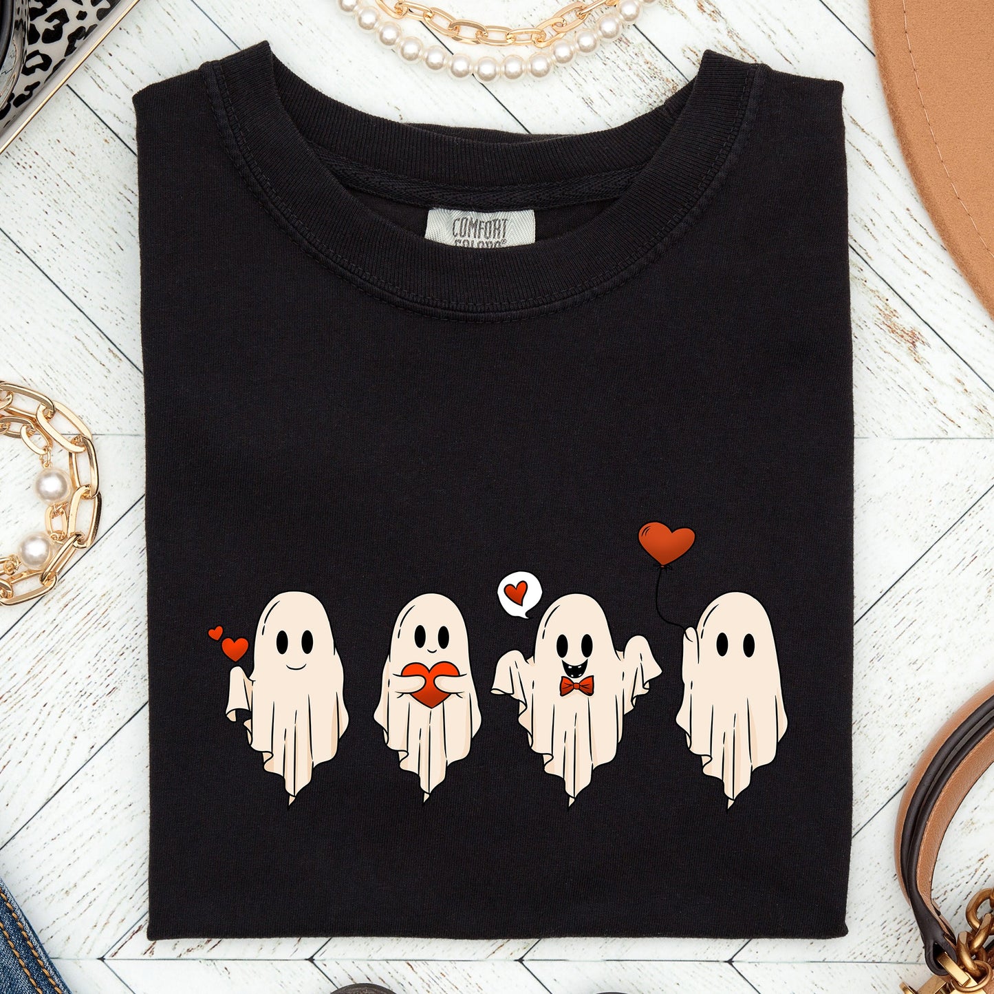 Valentine Ghosts, Love, Comfort Colors Tshirt, Valentine's Day