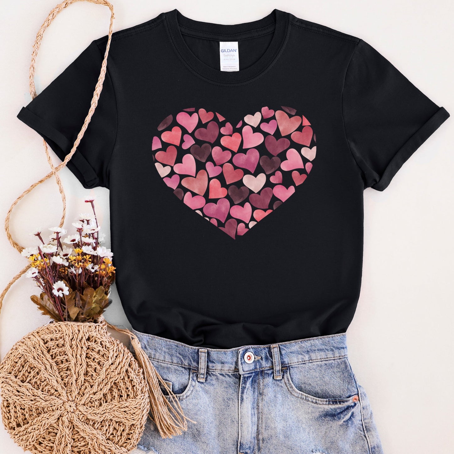 Watercolor Hearts, Super Soft Tshirt, Valentine's Day