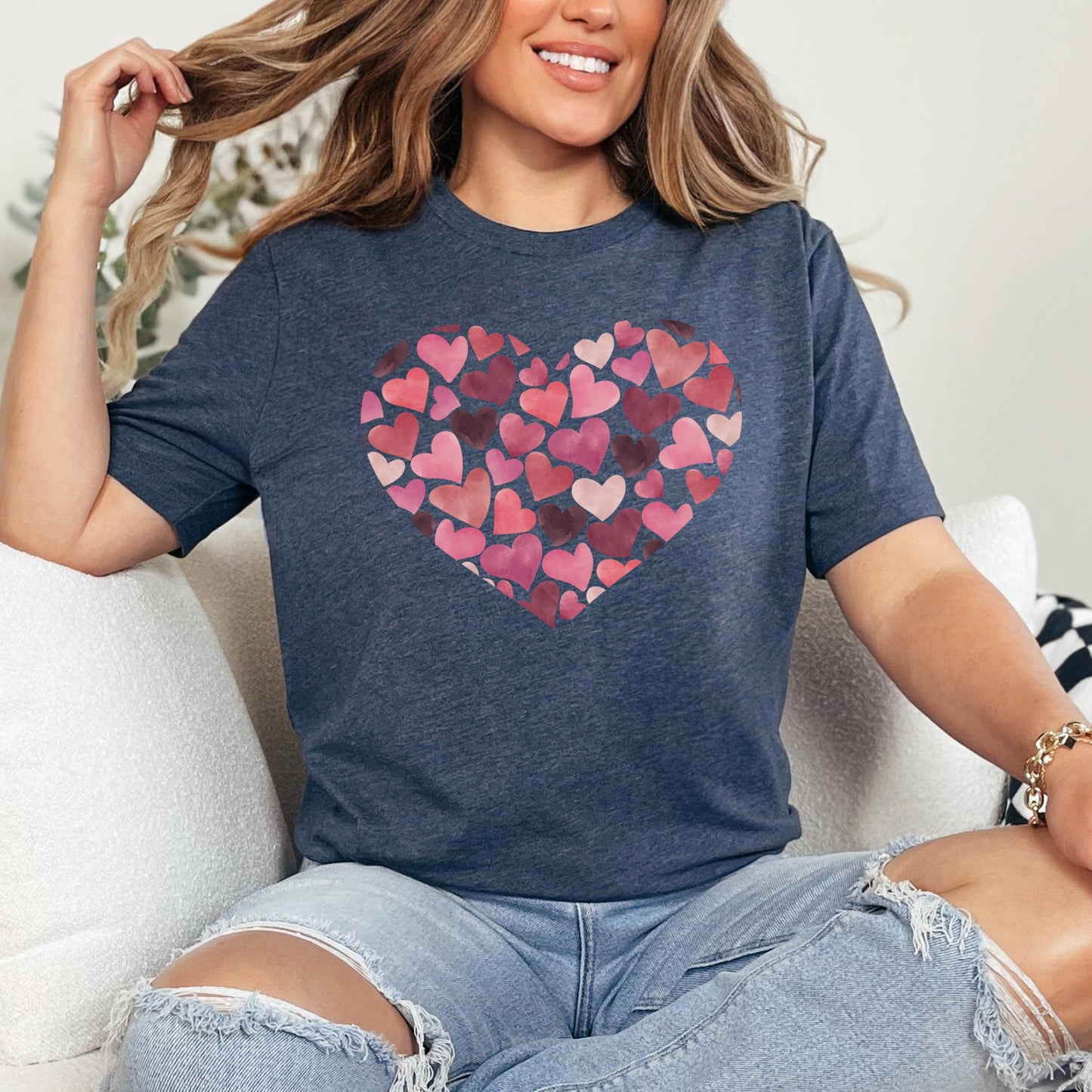 Watercolor Hearts, Super Soft Tshirt, Valentine's Day