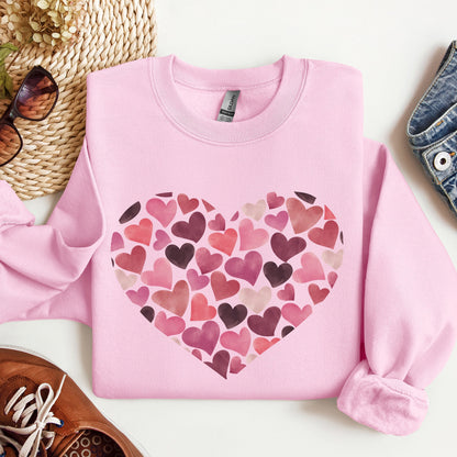 Watercolor Hearts, Sweatshirt, Valentine's Day