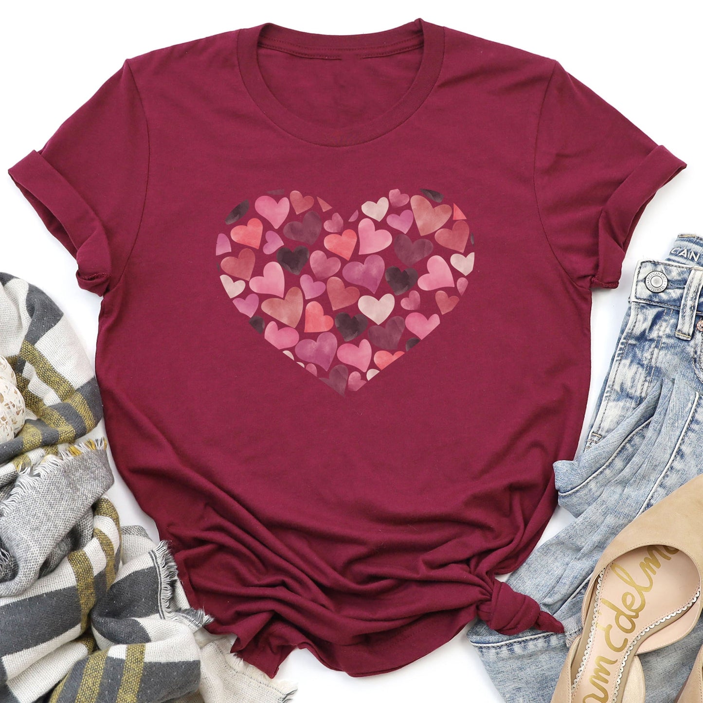 Watercolor Hearts, Super Soft Tshirt, Valentine's Day