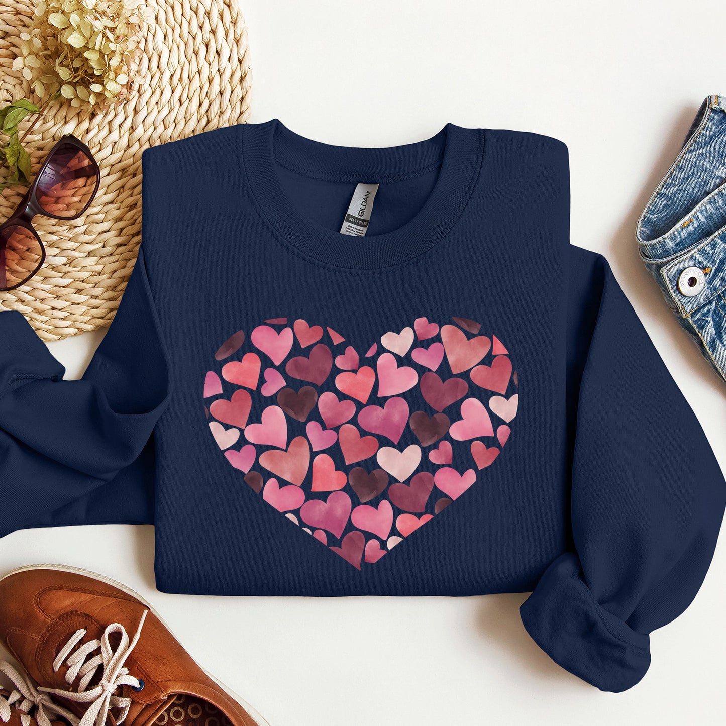 Watercolor Hearts, Sweatshirt, Valentine's Day