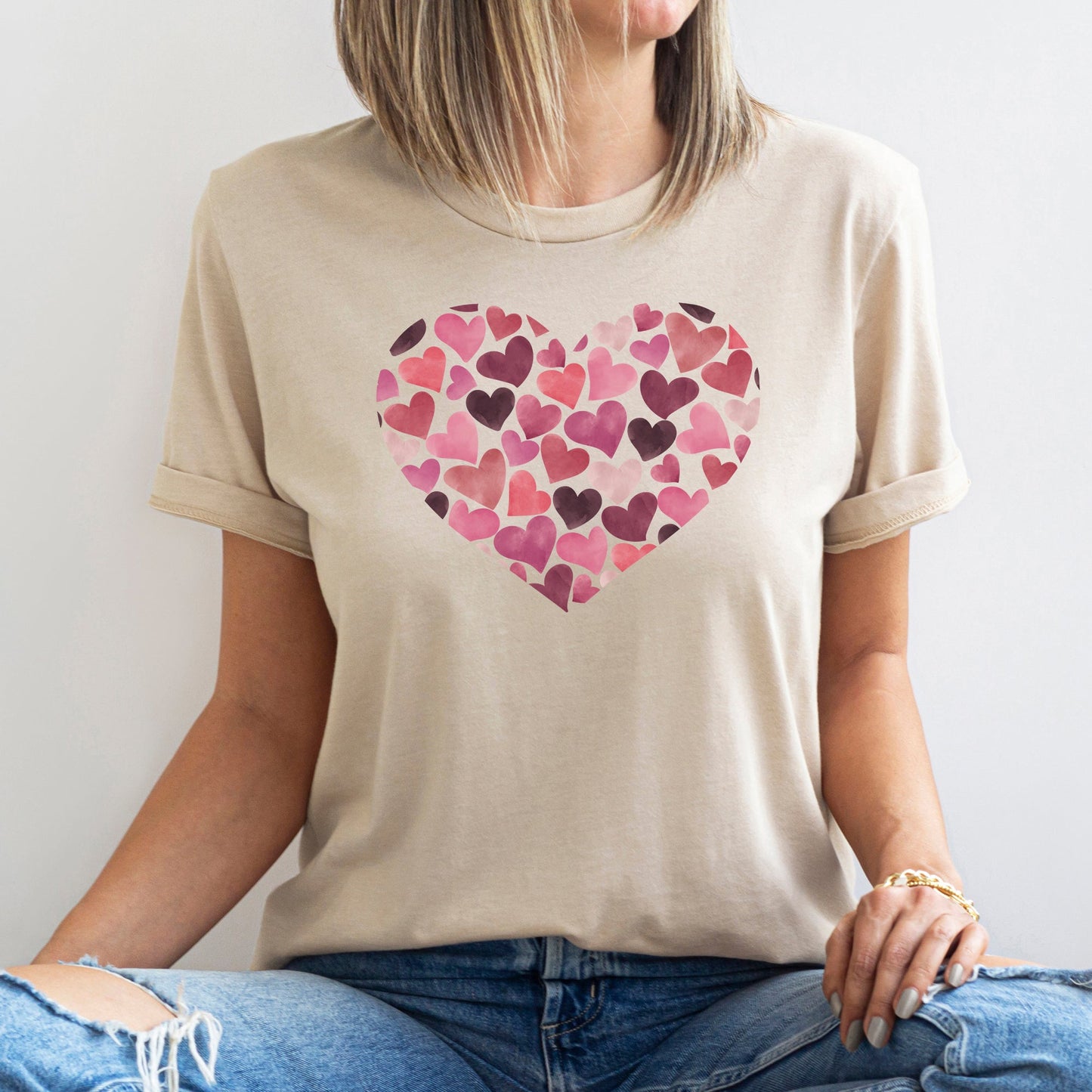 Watercolor Hearts, Super Soft Tshirt, Valentine's Day