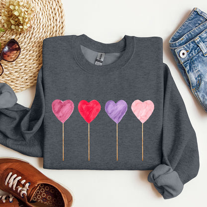Watecolor Lollipops, Candy, Sweets, Suckers, Sweatshirt, Valentine's Day