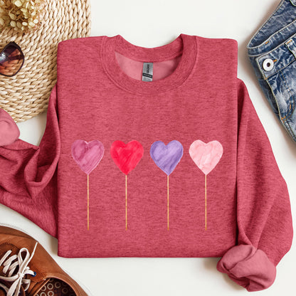 Watecolor Lollipops, Candy, Sweets, Suckers, Sweatshirt, Valentine's Day