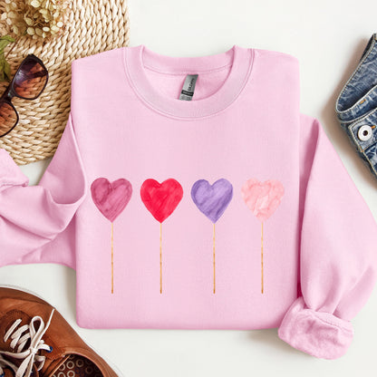 Watecolor Lollipops, Candy, Sweets, Suckers, Sweatshirt, Valentine's Day