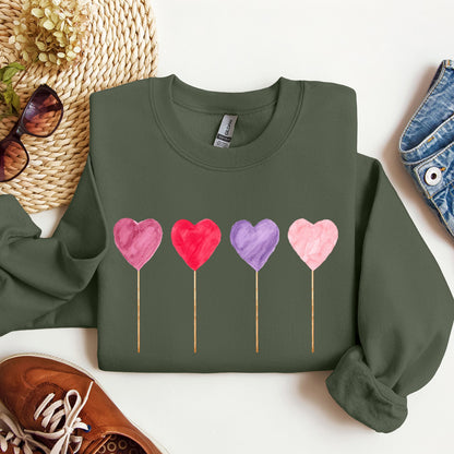 Watecolor Lollipops, Candy, Sweets, Suckers, Sweatshirt, Valentine's Day