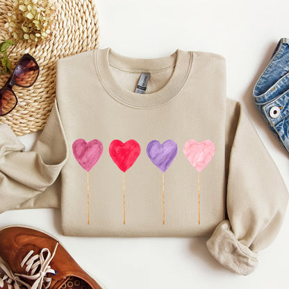 Watecolor Lollipops, Candy, Sweets, Suckers, Sweatshirt, Valentine's Day