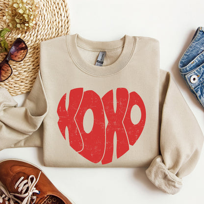 Retro XOXO Heart, Vintage, Sweatshirt, Valentine's Day