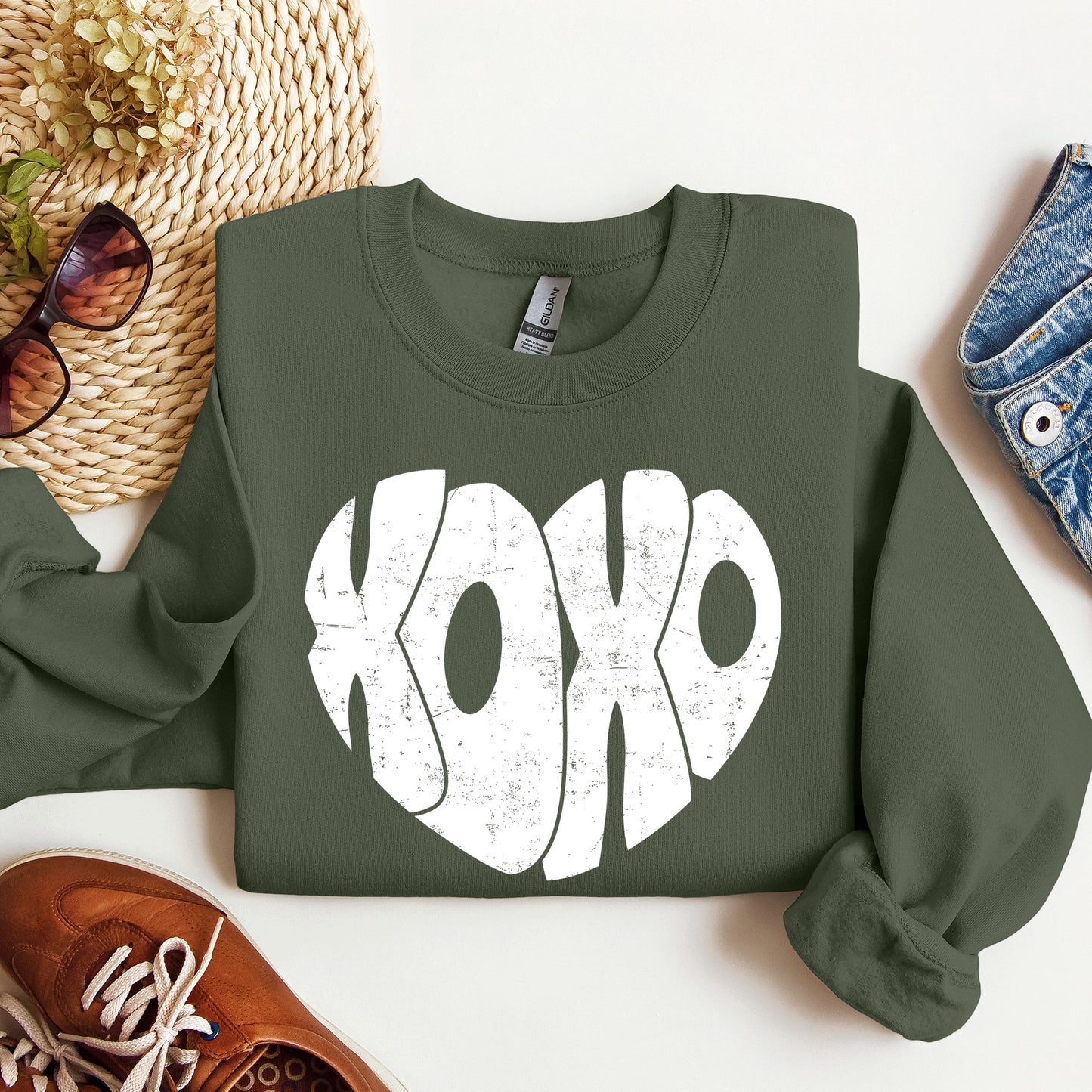 Retro XOXO Heart, Vintage, Sweatshirt, Valentine's Day