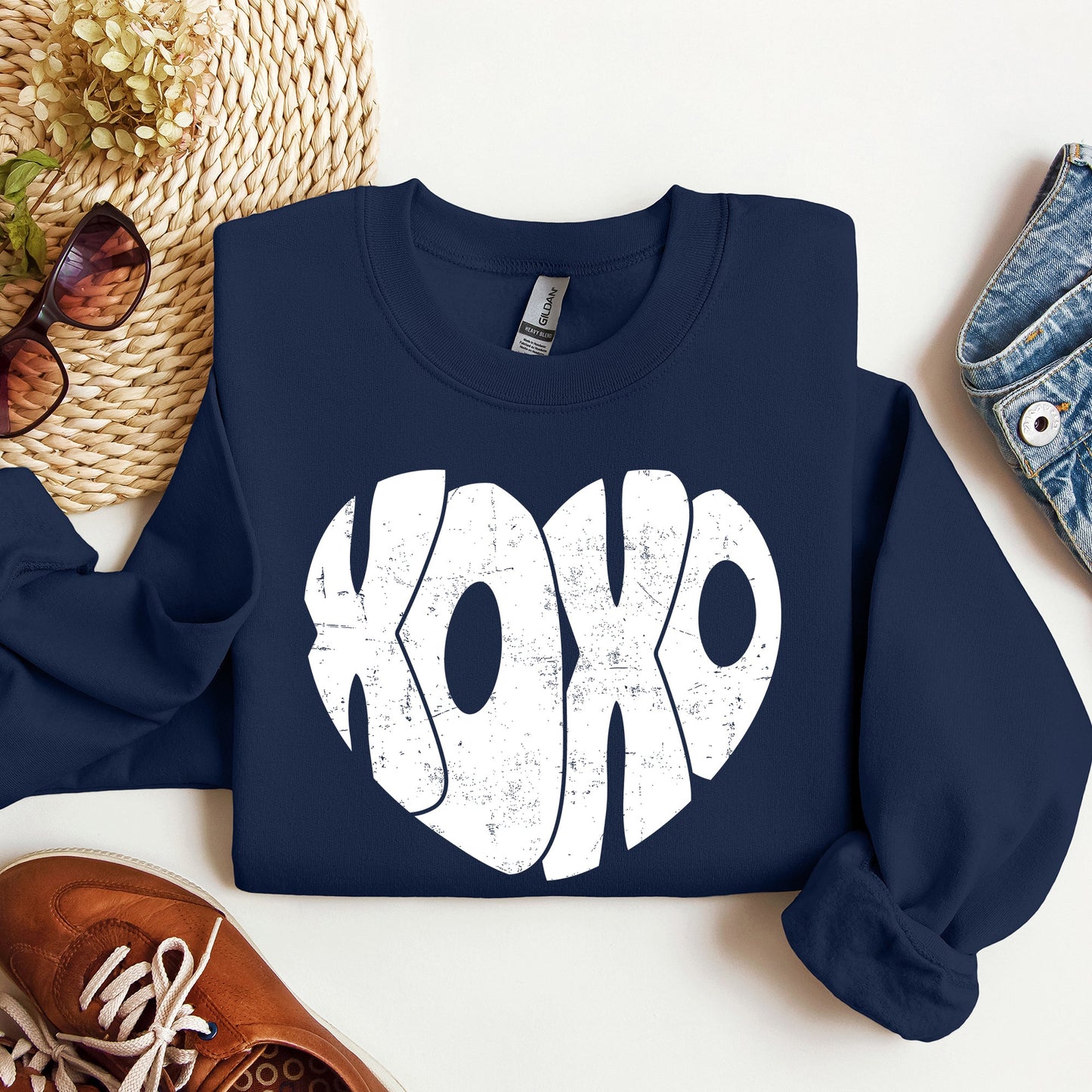 Retro XOXO Heart, Vintage, Sweatshirt, Valentine's Day