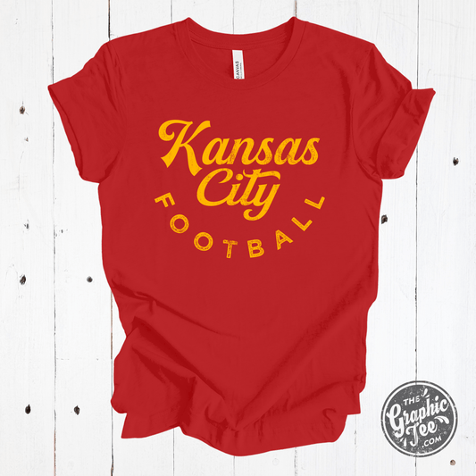 YOUTH Kansas City Football Red and Gold Short Sleeve Tee